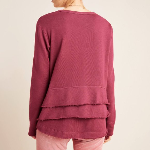 Anthropologie Edie Ruffle-Hem Sweatshirt - Picture 1 of 7